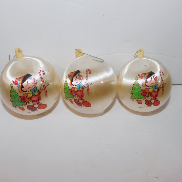Set 3 Vintage Walt Disney Pinocchio Christmas Ornament Balls 2.5" - Picture 4 of 4
